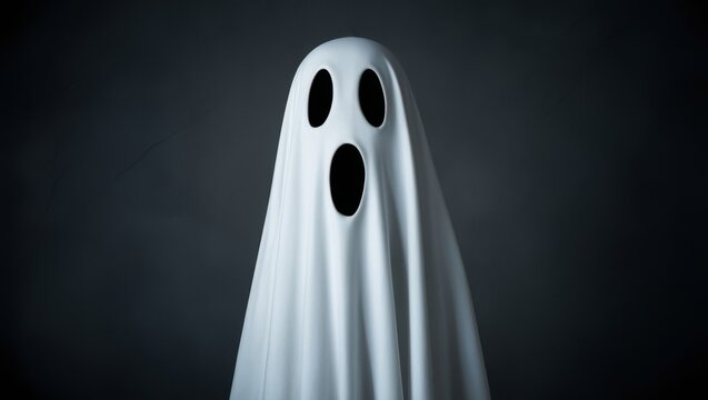 Ghost in a cloak on a grey background