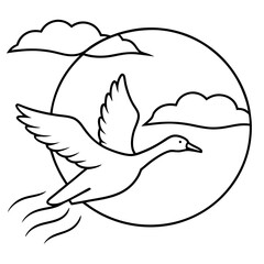 Snow Goose in Tranquil Winter Landscape Vector Illustration for Nature Lovers
