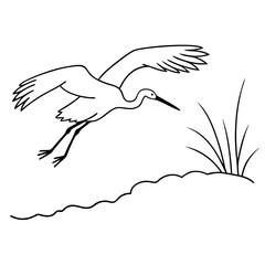 Majestic Stork Flying Over Sunlit Hills A Stunning Vector Illustration of Wildlife
