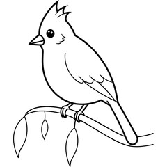 Charming Titmouse Pecking on Tree Bark Vector Illustration in a Serene Forest
