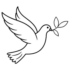 White Dove in a Peaceful Sky Vector Illustration of Serenity and Tranquility
