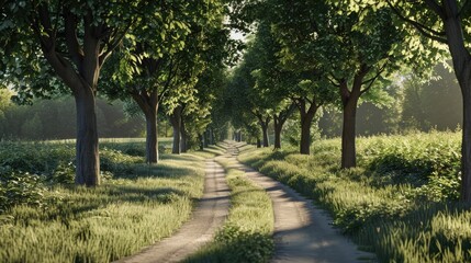 A road with trees and shadows