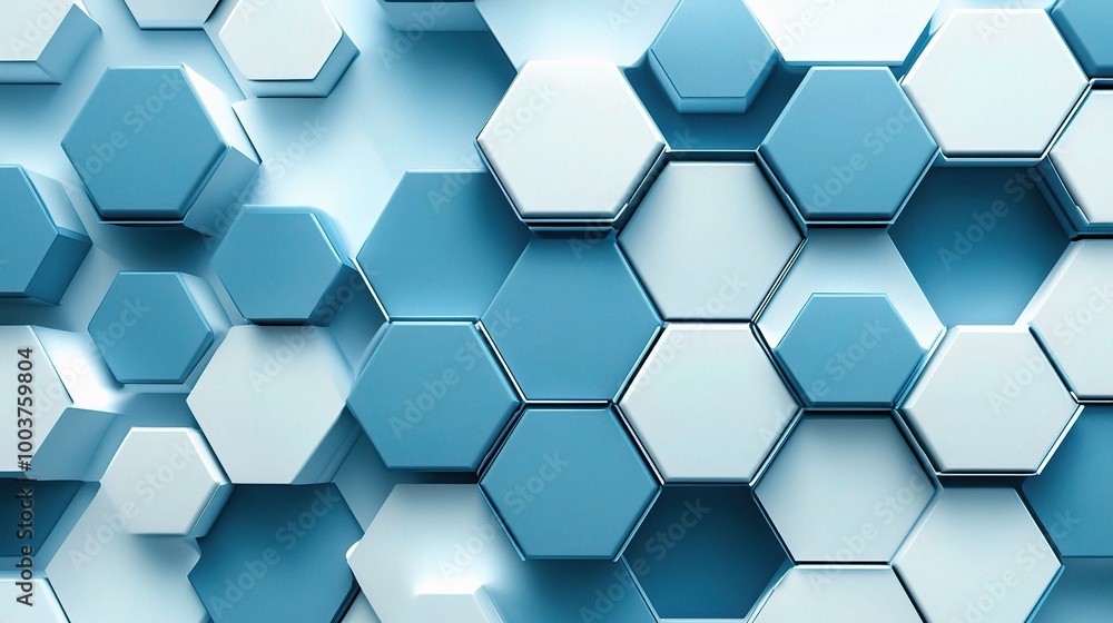Poster Abstract Blue Hexagonal Pattern Background Design