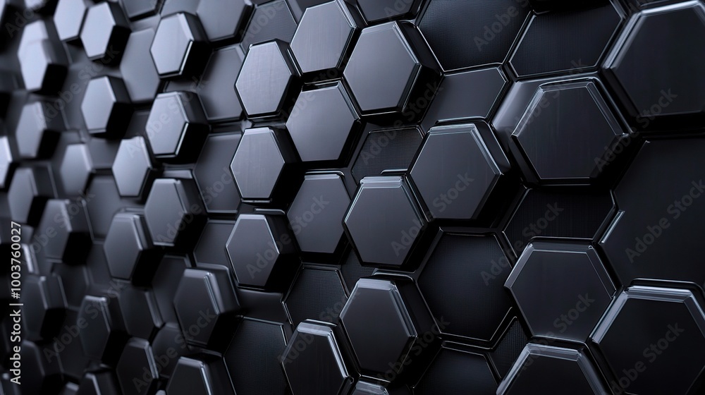 Poster abstract hexagonal pattern on a dark surface