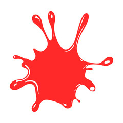 Dynamic red ink splash on white.