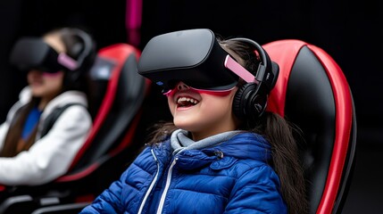 Virtual Reality Fun: Joyful Girl Experiencing Immersive VR. 