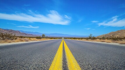 Fototapeta premium Wide Open Road Under Bright Blue Sky