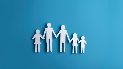 Paper Family Silhouette on a Blue Background