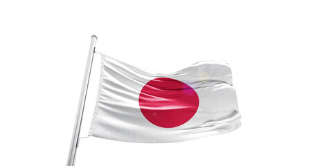 Japan national flag waving on white background with cutout path. A flag on isolated background with cliping mask. Japan national flag for independence day.