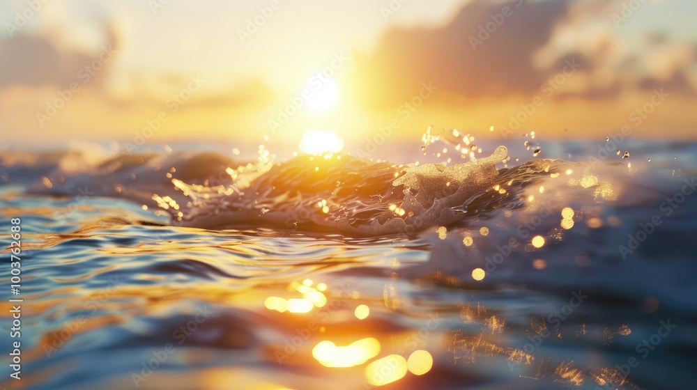 Aufkleber blurred frame with small waves in which the rays of the sun are reflected
