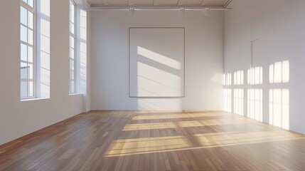 Obraz premium Gallery Interior with empty canvas on wall