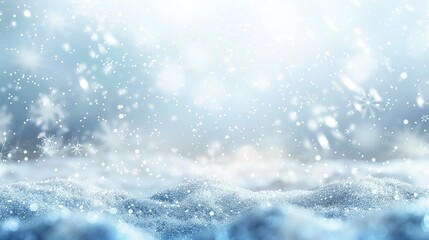 Karte für Weihnachten, weihnachtlicher Hintergrund mit Schneeflocken, winterlicher Hintergrund in Weiß und Blau mit Schnee, Platz für Copytext