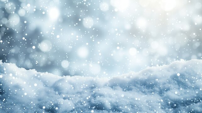 Karte f&uuml;r Weihnachten, weihnachtlicher Hintergrund mit Schneeflocken, winterlicher Hintergrund in Wei&szlig; und Blau mit Schnee, Platz f&uuml;r Copytext