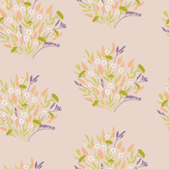 Tiny flowers bouquet seamless pattern