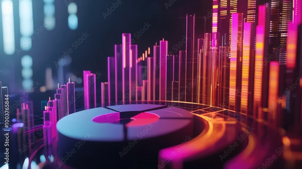 Poster colorful data visualization with modern graphics