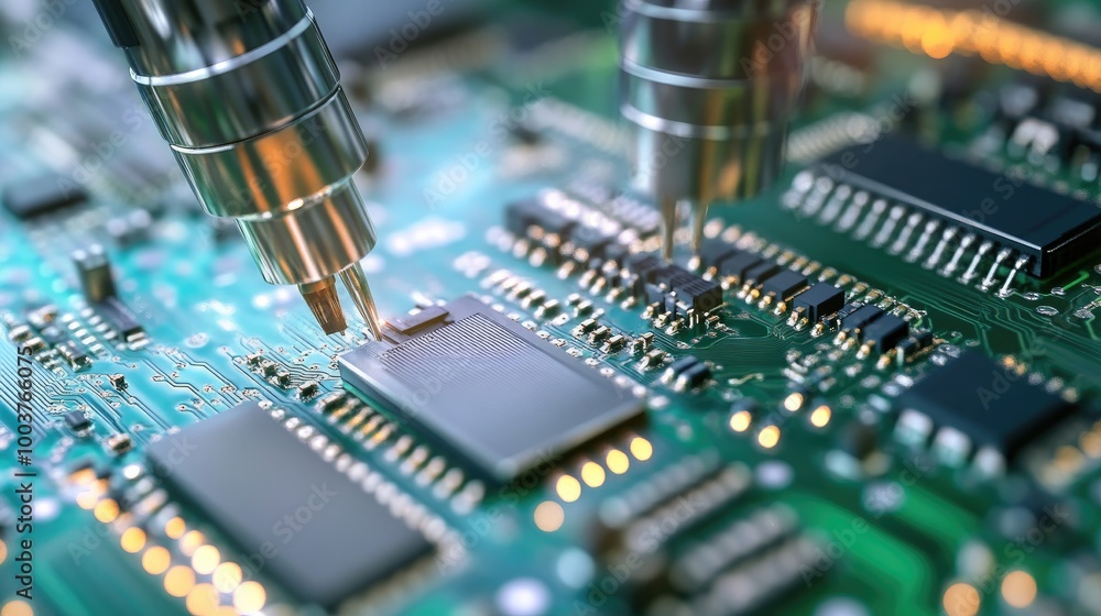 Poster close-up of circuit board with electronic components