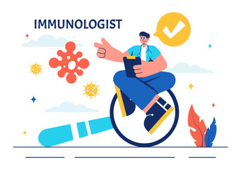 Immunologist Vector Illustration Showing the Immune Protection System Helping People Fight Infections and Harmful Bacteria in a Flat Style Background