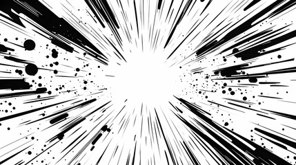 Abstract Black and White Radial Lines and Dots Design