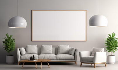 Modern interior with poster mockup 