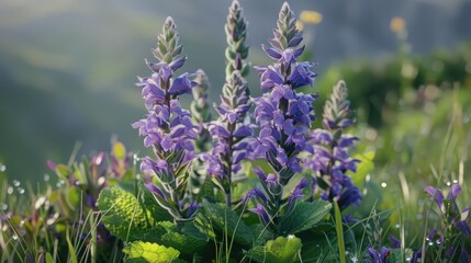Obraz premium Flowering plant of Bear s breeches Acanthus mollis Acanthaceae Wildflowers in nature Macro