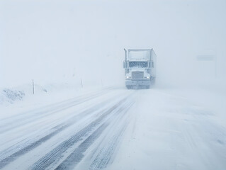 A high altitude snowstorm blankets the landscape in a blizzard, causing whiteout conditions.