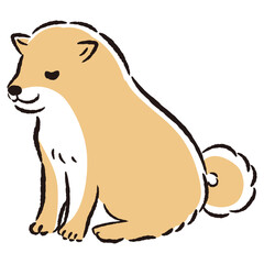 おじぎをしている犬の手描きイラスト