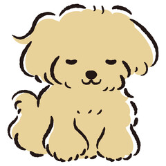 おじぎをしている犬の手描きイラスト