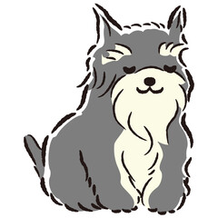 おじぎをしている犬の手描きイラスト