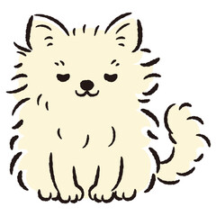 おじぎをしている犬の手描きイラスト