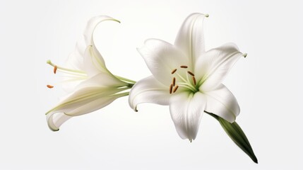 Fototapeta premium Two White Lilies on a White Background