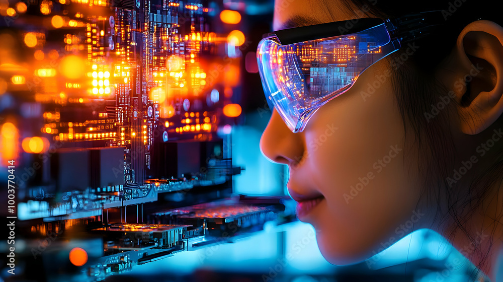 Poster exploring the world of circuit boards with goggles