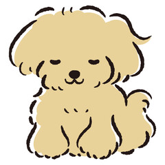 おじぎをしている犬の手描きイラスト