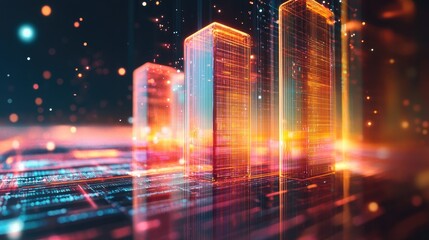 Fototapeta premium Futuristic Cityscape with Glowing Digital Elements