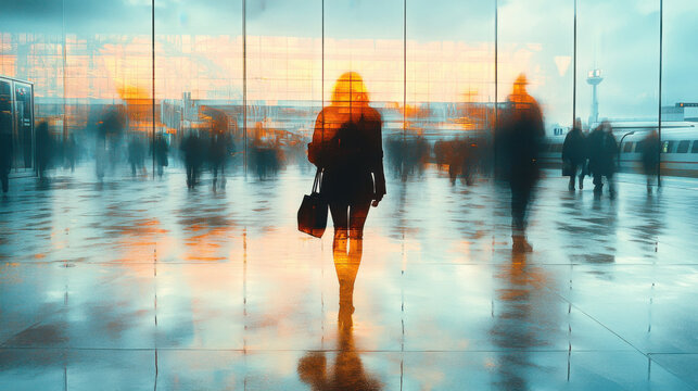 Airport, Train station, non-place, Relativistic time, Multiple exposure