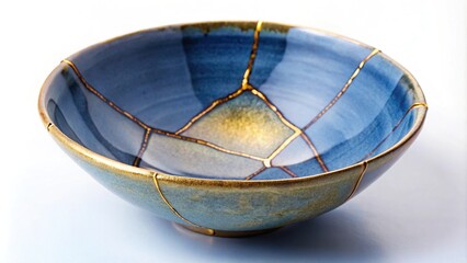 kintsugi ceramic bowl repaired with gold seams