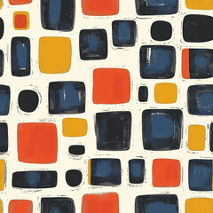 Design a modern Batik seamless pattern with geometric shapes and bold colors