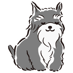 おじぎをしている犬の手描きイラスト