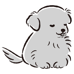 おじぎをしている犬の手描きイラスト