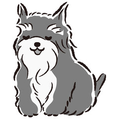 おじぎをしている犬の手描きイラスト