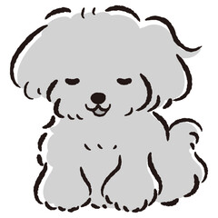 おじぎをしている犬の手描きイラスト