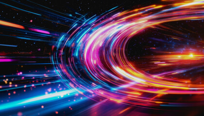 Futuristic space vortex with glowing tech elements