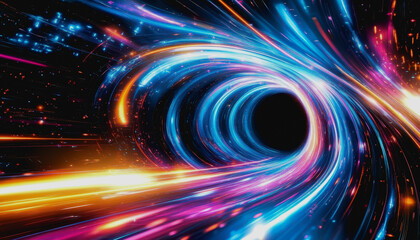 Futuristic space vortex with glowing tech elements