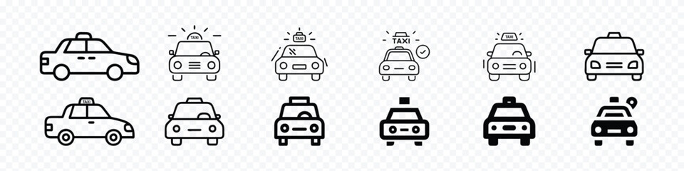 Taxi icon, Car silhouette line icon. Taxi icon. Cab symbol. Taxi cab car vector icon