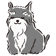 おじぎをしている犬の手描きイラスト