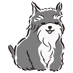 おじぎをしている犬の手描きイラスト