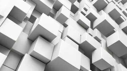 Obraz premium 3D Shifted White Cube Boxes Block Background in Minimalist Design