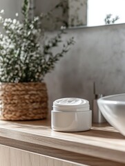 Fresh Facial Cream Jar in Modern Bathroom