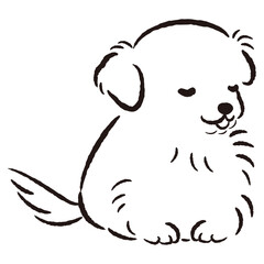 おじぎをしている犬の手描きイラスト