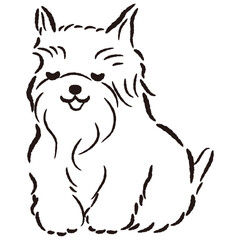 おじぎをしている犬の手描きイラスト