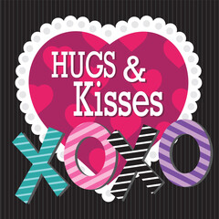 Happy valentine's day card design with heart and xoxo